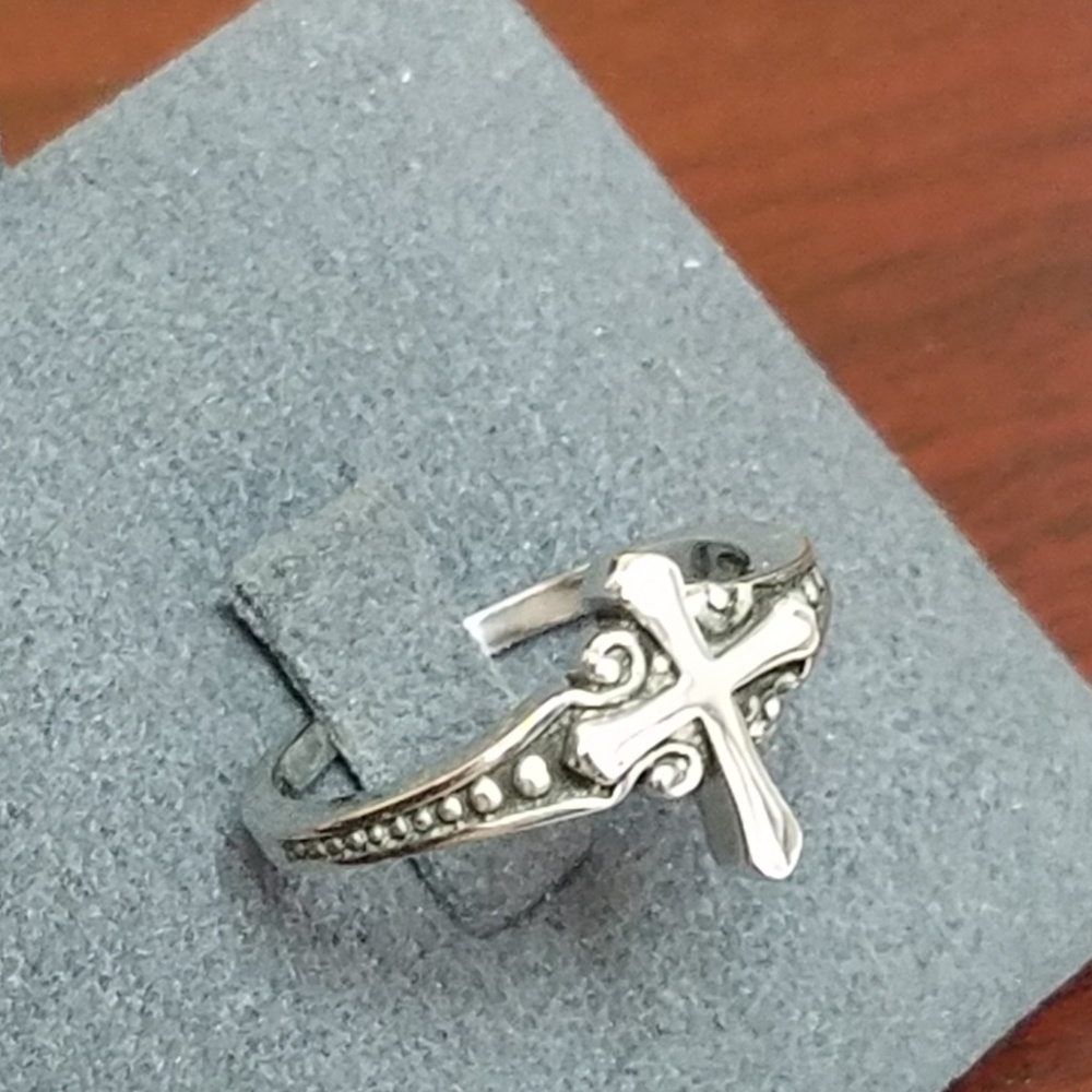 Sterling Silver Tiny Cross Ring - image 6